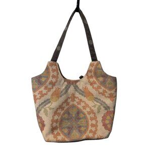 Berkshire Bags Tapestry Print Tote Bag Canvas Shoulder Bag with Zip Pockets